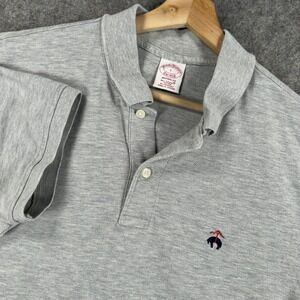 Brooks Brothers Polo Shirt Mens Large Gray Original Fit Supima Cotton Stretch